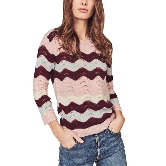 LoveShackFancy Ariella Chevron Stripe Sweater - Picture 1 of 11
